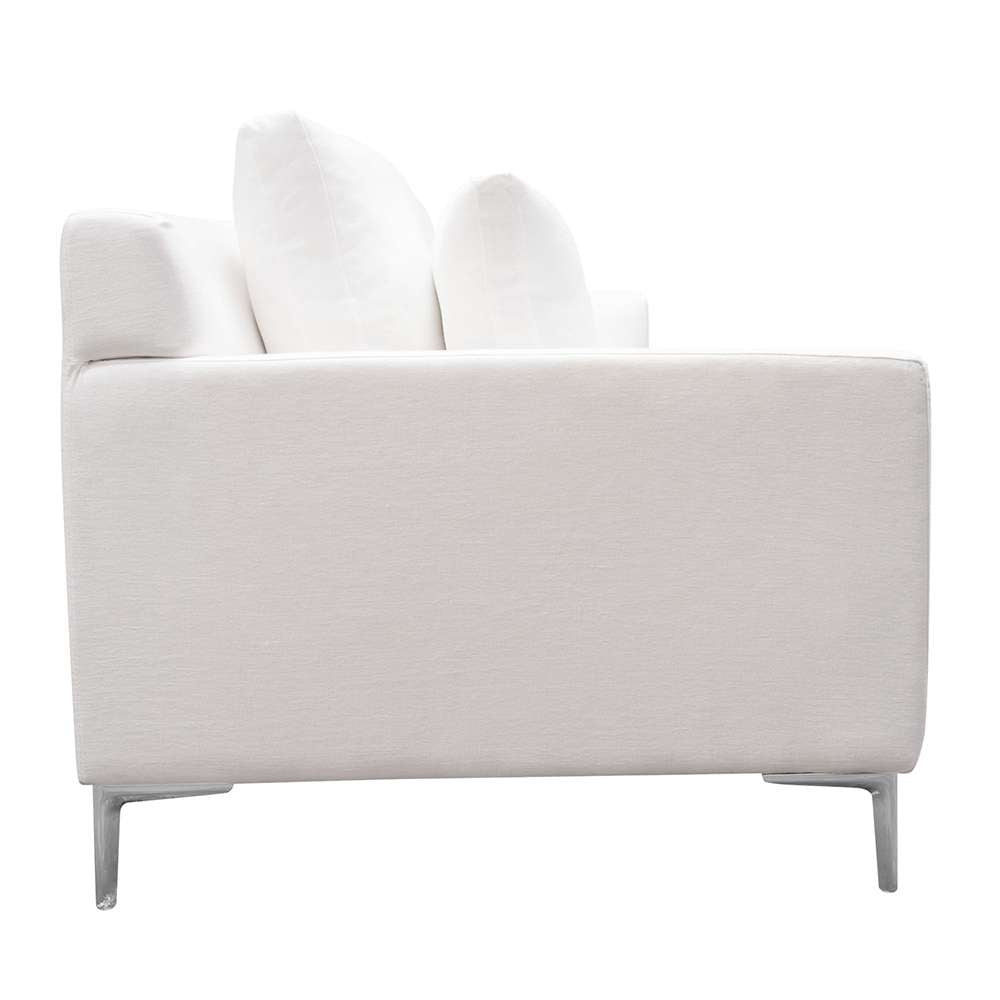Diamond Sofa - Seattle Loose Back Sofa in White Linen w/ Polished Silver Metal Leg - SEATTLESOWH veiw 9