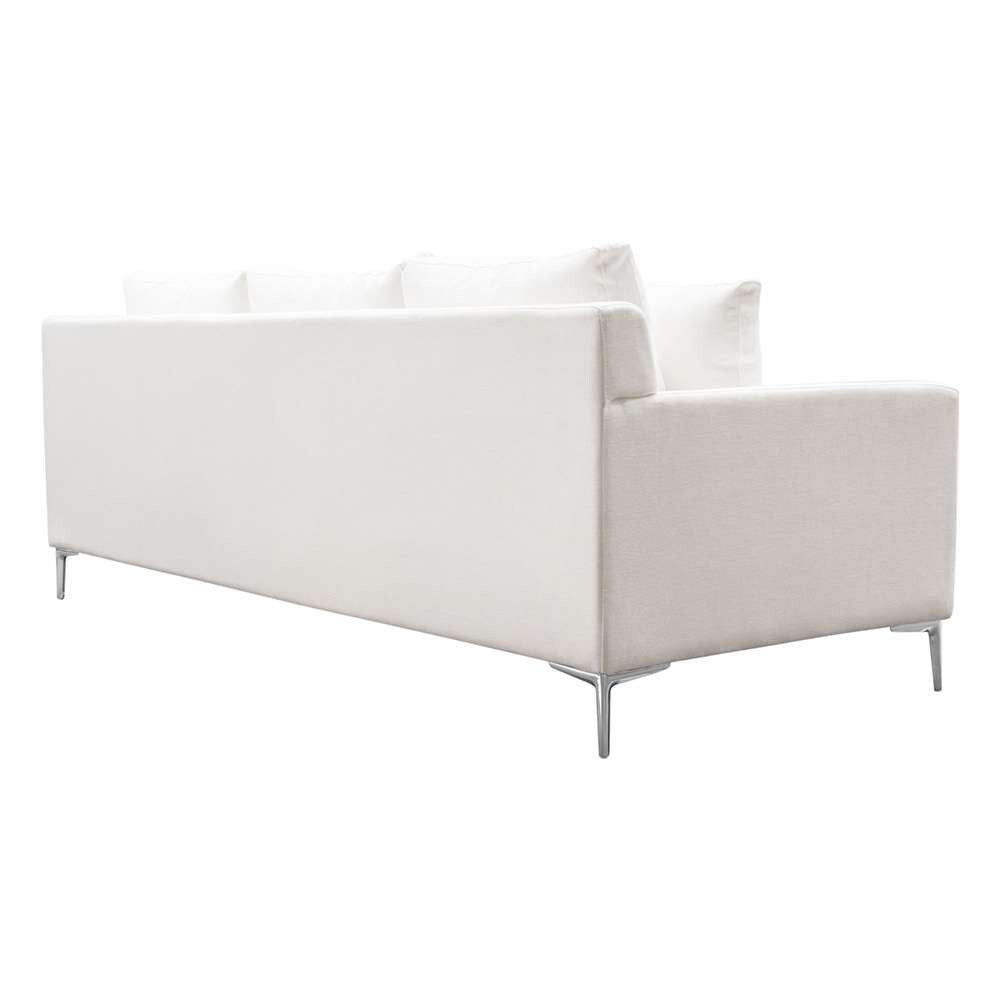 Diamond Sofa - Seattle Loose Back Sofa in White Linen w/ Polished Silver Metal Leg - SEATTLESOWH veiw 11