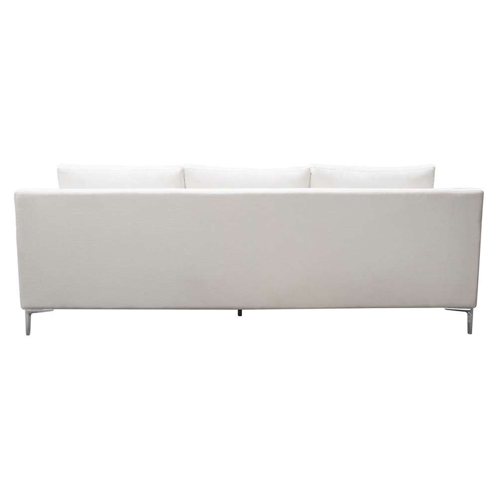 Diamond Sofa - Seattle Loose Back Sofa in White Linen w/ Polished Silver Metal Leg - SEATTLESOWH veiw 12