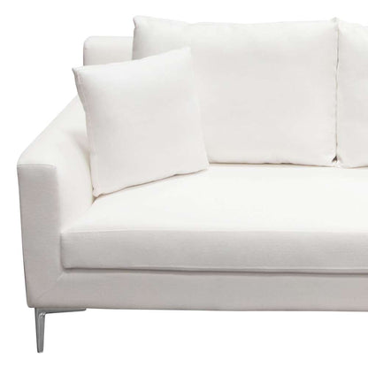 Diamond Sofa - Seattle Loose Back Sofa in White Linen w/ Polished Silver Metal Leg - SEATTLESOWH veiw 13