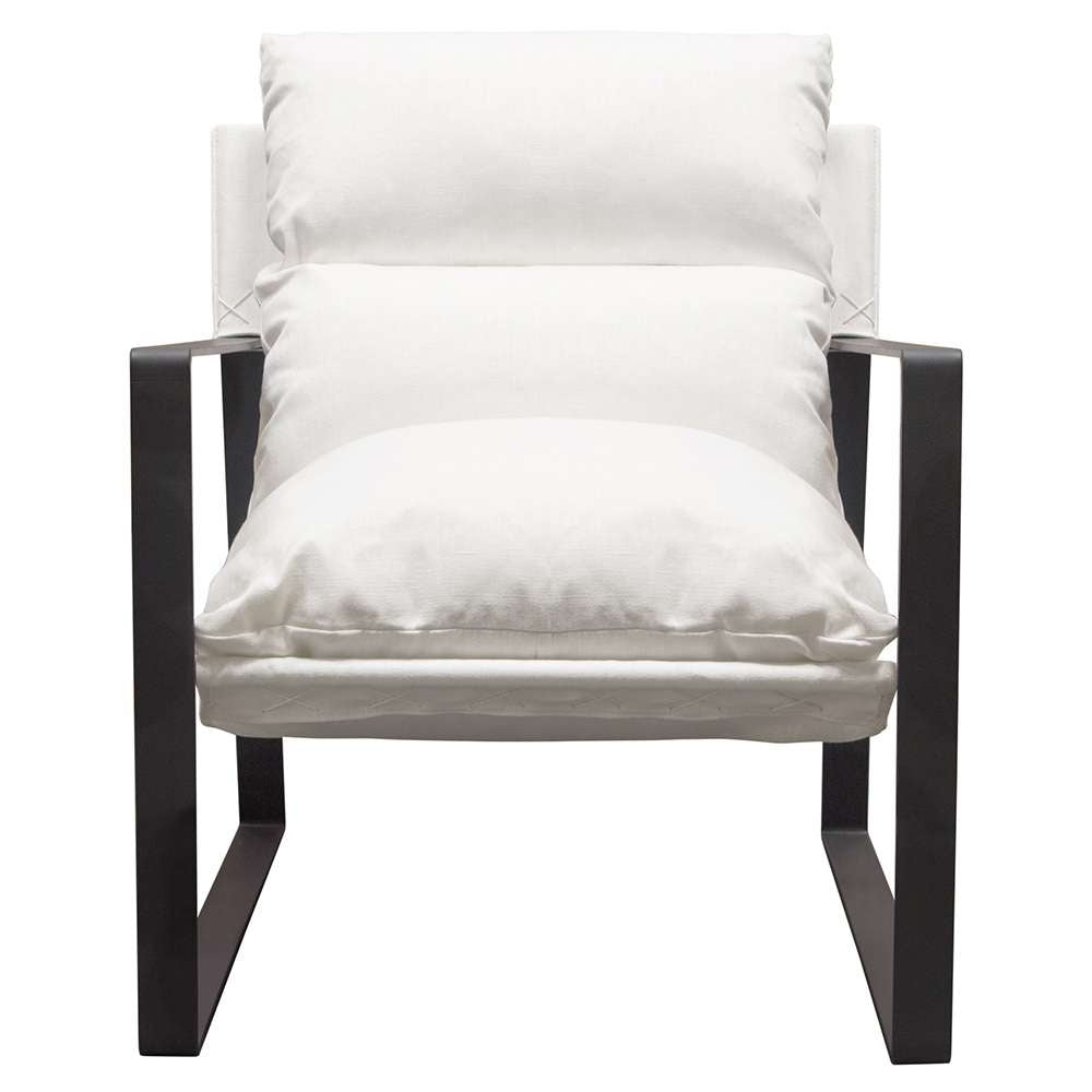 Diamond Sofa - Miller Sling Accent Chair in White Linen Fabric w/ Black Powder Coated Metal Frame - MILLERCHWH_CLOSEOUT veiw 1