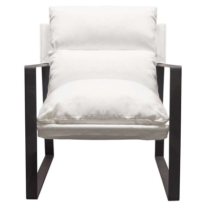 Diamond Sofa - Miller Sling Accent Chair in White Linen Fabric w/ Black Powder Coated Metal Frame - MILLERCHWH_CLOSEOUT veiw 1
