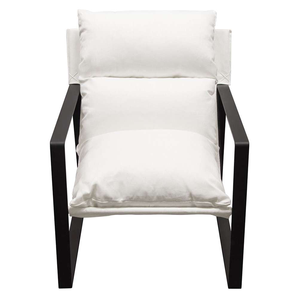 Diamond Sofa - Miller Sling Accent Chair in White Linen Fabric w/ Black Powder Coated Metal Frame - MILLERCHWH_CLOSEOUT veiw 2
