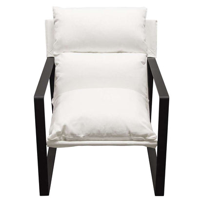 Diamond Sofa - Miller Sling Accent Chair in White Linen Fabric w/ Black Powder Coated Metal Frame - MILLERCHWH_CLOSEOUT veiw 2