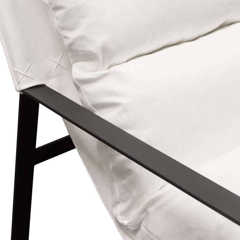Diamond Sofa - Miller Sling Accent Chair in White Linen Fabric w/ Black Powder Coated Metal Frame - MILLERCHWH_CLOSEOUT veiw 4
