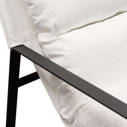 Diamond Sofa - Miller Sling Accent Chair in White Linen Fabric w/ Black Powder Coated Metal Frame - MILLERCHWH_CLOSEOUT veiw 4