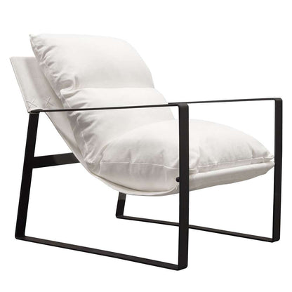 Diamond Sofa - Miller Sling Accent Chair in White Linen Fabric w/ Black Powder Coated Metal Frame - MILLERCHWH_CLOSEOUT veiw 8