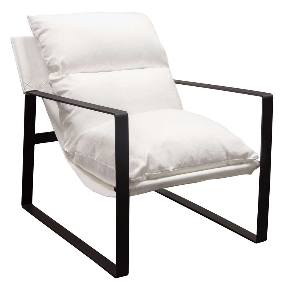 Diamond Sofa - Miller Sling Accent Chair in White Linen Fabric w/ Black Powder Coated Metal Frame - MILLERCHWH_CLOSEOUT veiw 11