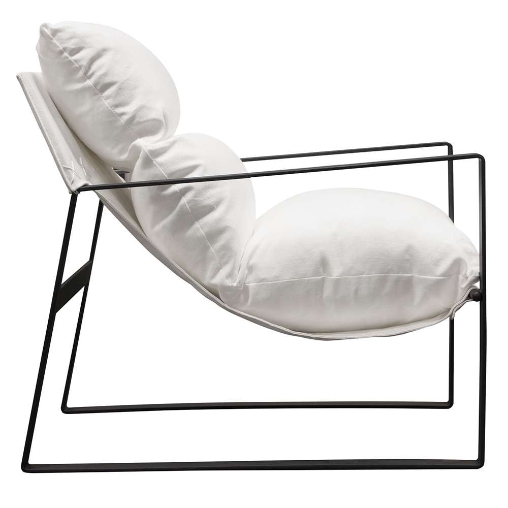 Diamond Sofa - Miller Sling Accent Chair in White Linen Fabric w/ Black Powder Coated Metal Frame - MILLERCHWH_CLOSEOUT veiw 12