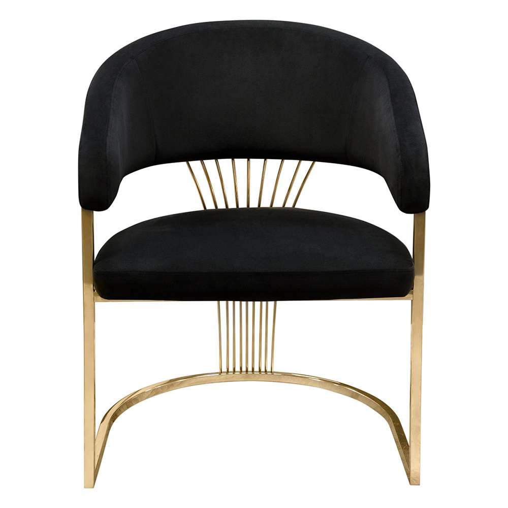 Diamond Sofa - Solstice Dining Chair in Black Velvet w/ Polished Gold Metal Frame - SOLSTICEDCBL1PK veiw 1