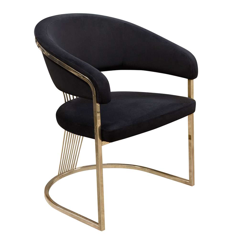 Diamond Sofa - Solstice Dining Chair in Black Velvet w/ Polished Gold Metal Frame - SOLSTICEDCBL1PK veiw 3