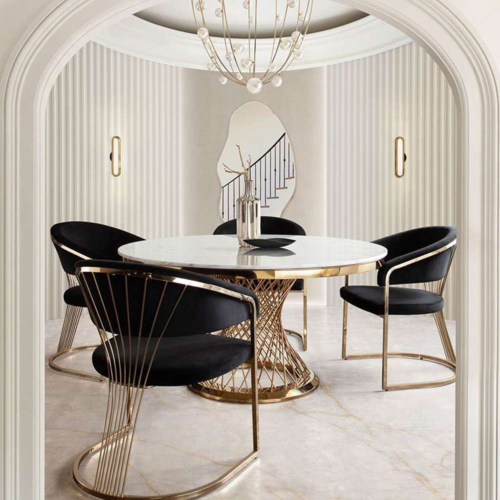 Diamond Sofa - Solstice Dining Chair in Black Velvet w/ Polished Gold Metal Frame - SOLSTICEDCBL1PK veiw 4