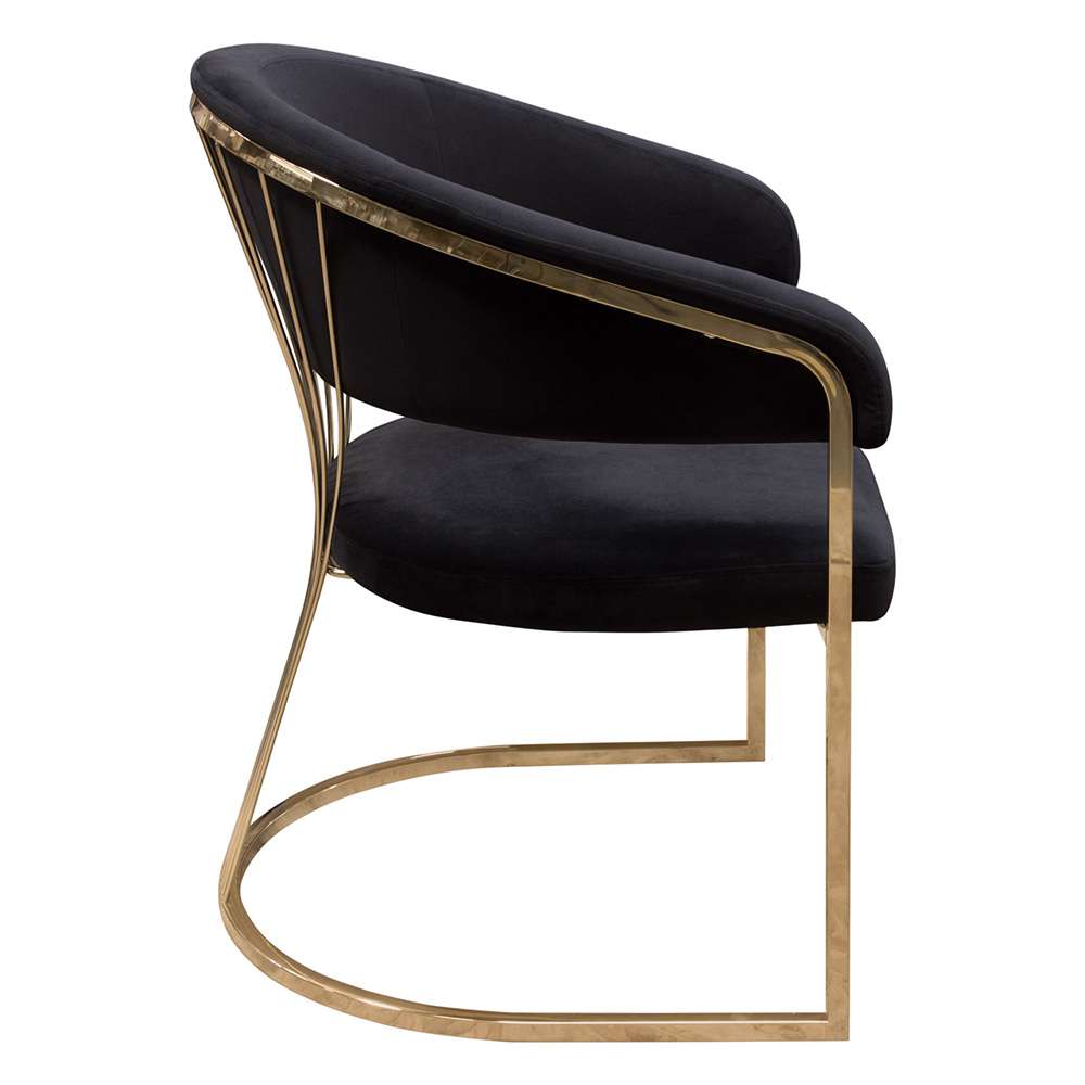 Diamond Sofa - Solstice Dining Chair in Black Velvet w/ Polished Gold Metal Frame - SOLSTICEDCBL1PK veiw 5