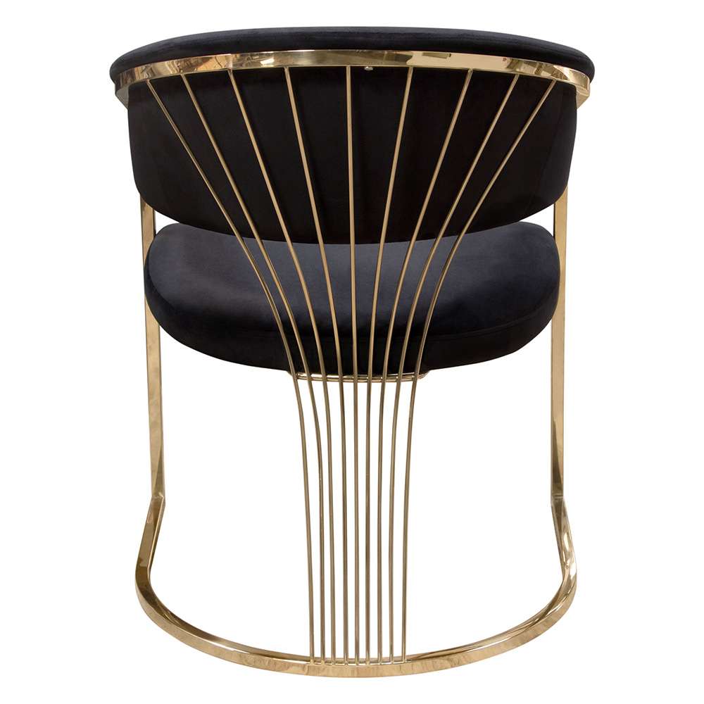 Diamond Sofa - Solstice Dining Chair in Black Velvet w/ Polished Gold Metal Frame - SOLSTICEDCBL1PK veiw 7