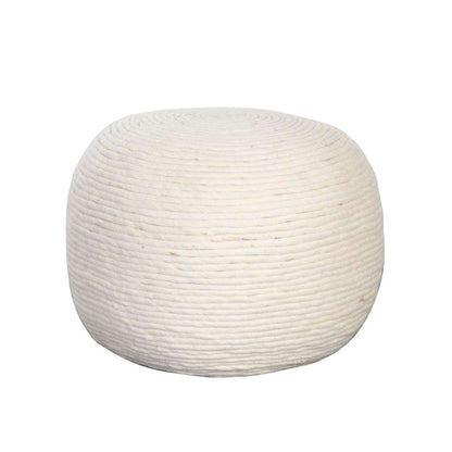 Diamond Sofa - Round Pouf in White Dyed Natural Wool - POUFRWL veiw 2