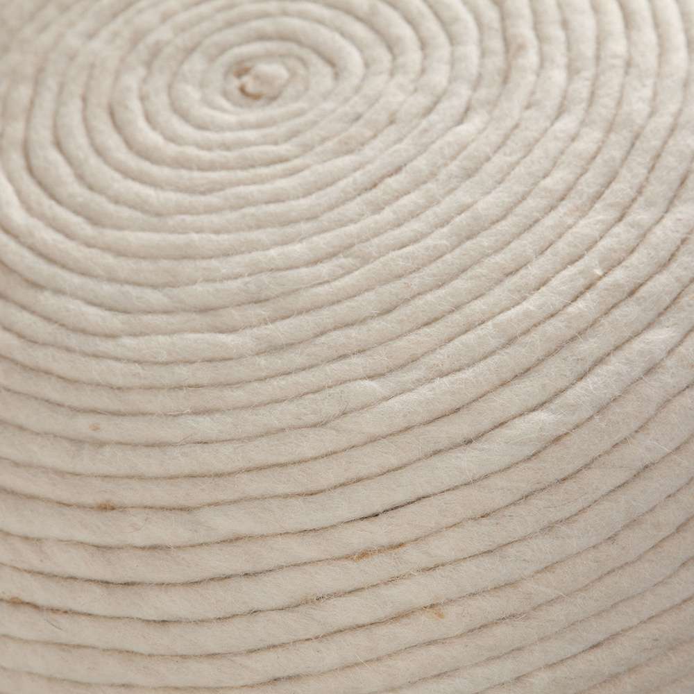 Diamond Sofa - Round Pouf in White Dyed Natural Wool - POUFRWL veiw 3