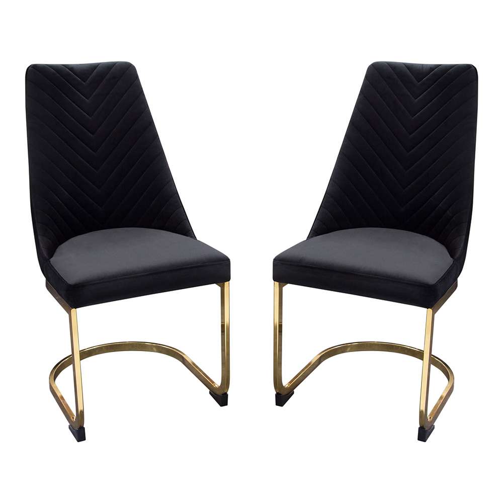 Diamond Sofa - Vogue Dining Chairs in Black Velvet with Polished Gold Metal Base (Set of 2) - VOGUE2DCBL2PK veiw 1