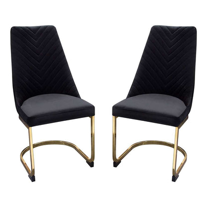 Diamond Sofa - Vogue Dining Chairs in Black Velvet with Polished Gold Metal Base (Set of 2) - VOGUE2DCBL2PK veiw 1