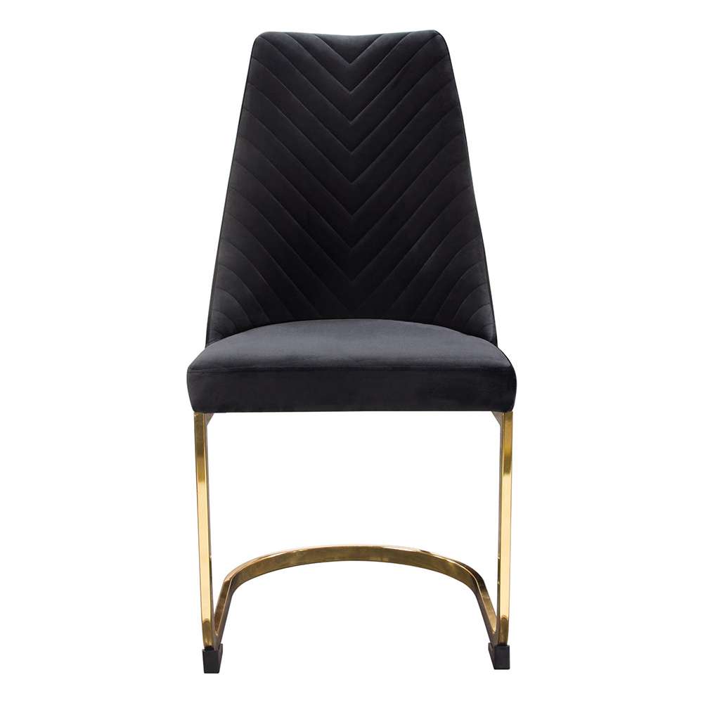 Diamond Sofa - Vogue Dining Chairs in Black Velvet with Polished Gold Metal Base (Set of 2) - VOGUE2DCBL2PK veiw 2