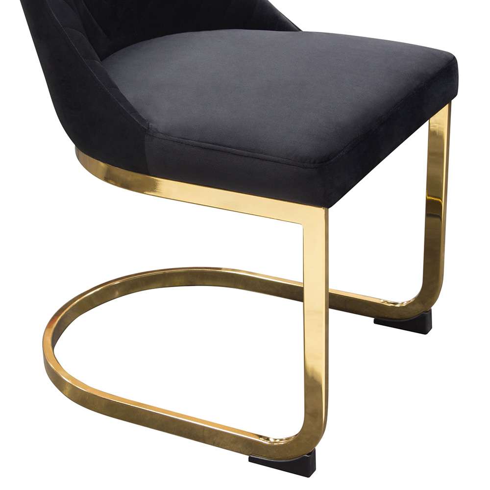 Diamond Sofa - Vogue Dining Chairs in Black Velvet with Polished Gold Metal Base (Set of 2) - VOGUE2DCBL2PK veiw 3