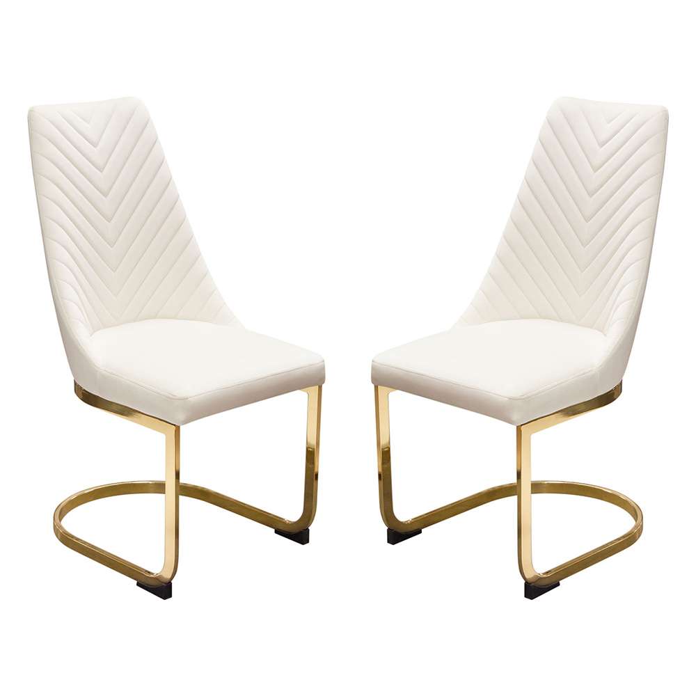 Diamond Sofa - Vogue Dining Chairs in Cream Velvet with Polished Gold Metal Base (Set of 2) - VOGUE2DCCM2PK veiw 1