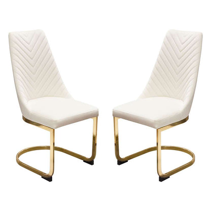 Diamond Sofa - Vogue Dining Chairs in Cream Velvet with Polished Gold Metal Base (Set of 2) - VOGUE2DCCM2PK veiw 1
