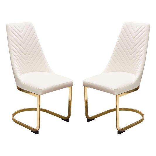 Diamond Sofa - Vogue Dining Chairs in Cream Velvet with Polished Gold Metal Base (Set of 2) - VOGUE2DCCM2PK veiw 1