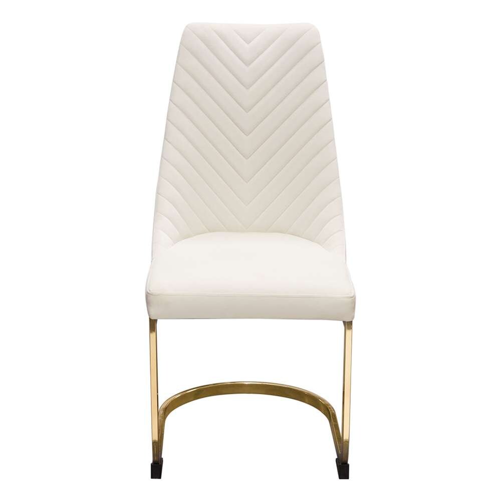 Diamond Sofa - Vogue Dining Chairs in Cream Velvet with Polished Gold Metal Base (Set of 2) - VOGUE2DCCM2PK veiw 2
