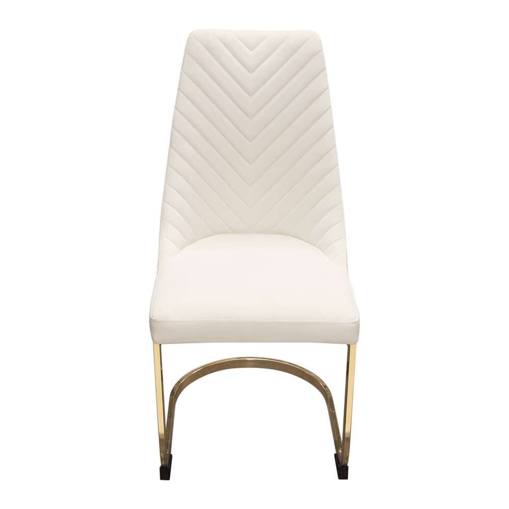 Diamond Sofa - Vogue Dining Chairs in Cream Velvet with Polished Gold Metal Base (Set of 2) - VOGUE2DCCM2PK veiw 7