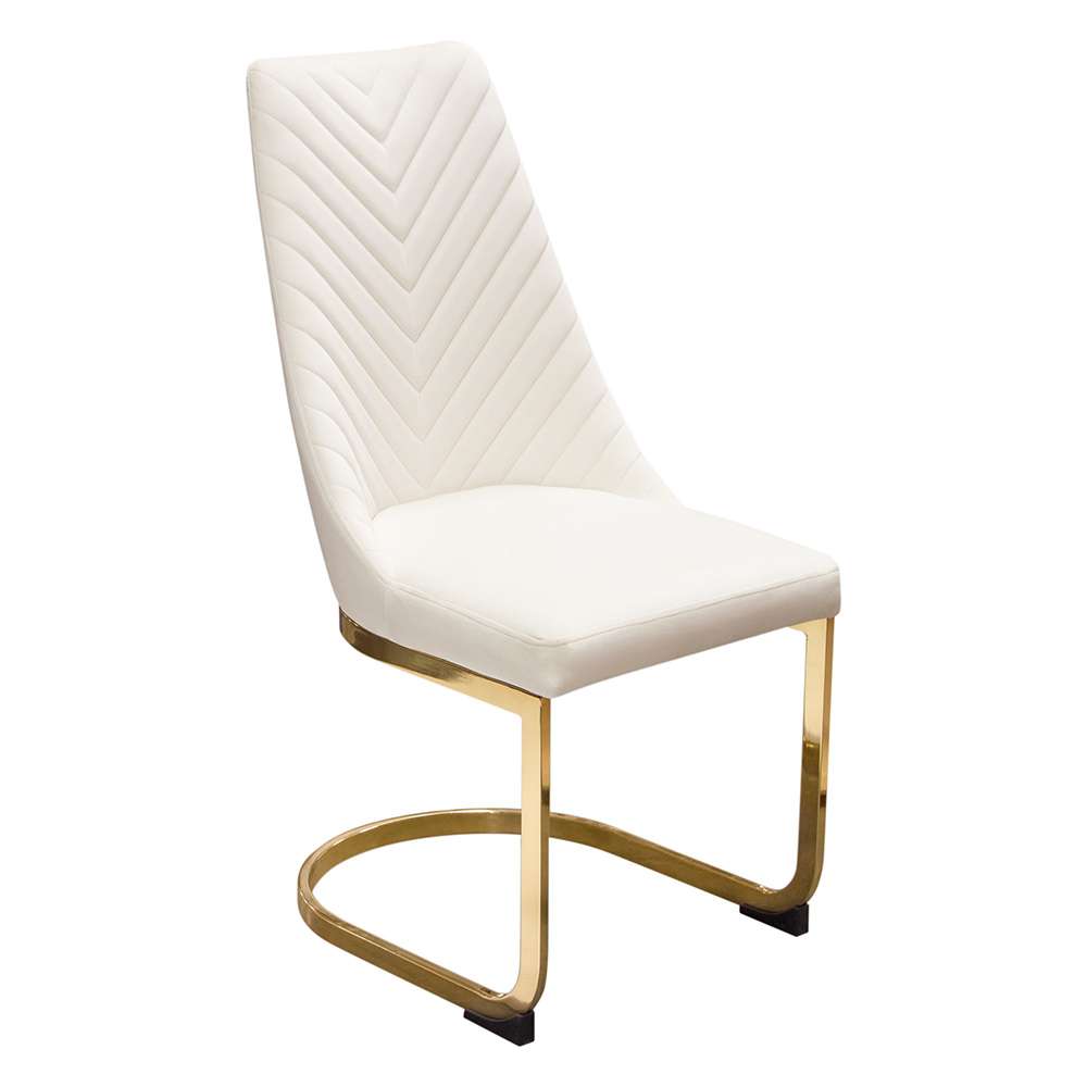 Diamond Sofa - Vogue Dining Chairs in Cream Velvet with Polished Gold Metal Base (Set of 2) - VOGUE2DCCM2PK veiw 8