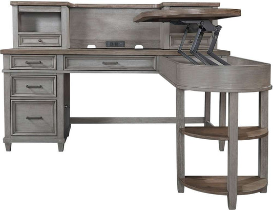 Emery Park - Caraway Pedestal Desk And Return in Aged Slate Finish veiw 1