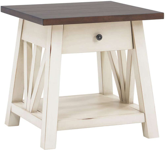 Emery Park - Pinebrook End Table in Prairie White Finish - I629-9140-PRW veiw 1