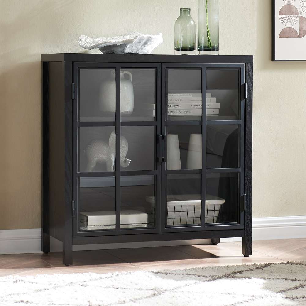 Hudson & Canal - Bennett 32in Wide Rectangular Accent Cabinet in Black Grain - AC2046 veiw 6