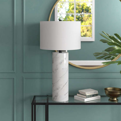 Hudson & Canal - Elise 30inin Tall Table Lamp with Fabric Shade in Marble/Black/White - TL2019 veiw 4