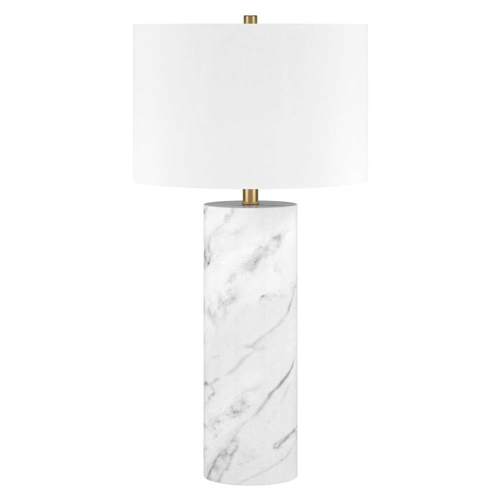 Hudson & Canal - Elise 30in Tall Table Lamp with Fabric Shade in Marble/Brass/White - TL2018 veiw 1