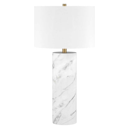 Hudson & Canal - Elise 30in Tall Table Lamp with Fabric Shade in Marble/Brass/White - TL2018 veiw 1
