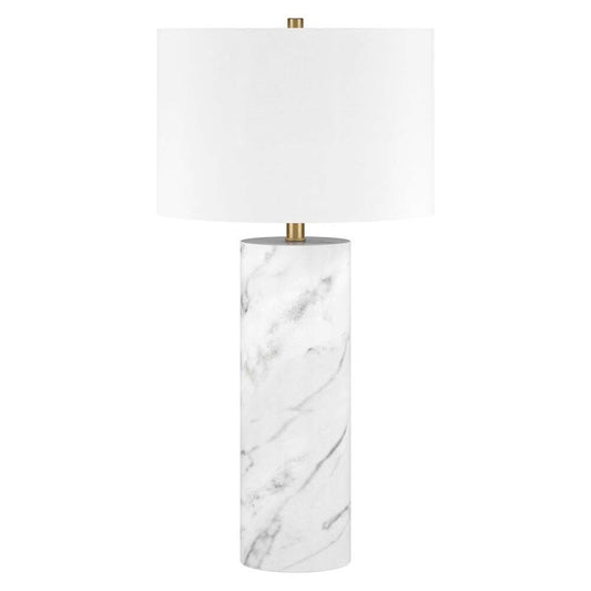 Hudson & Canal - Elise 30in Tall Table Lamp with Fabric Shade in Marble/Brass/White - TL2018 veiw 1