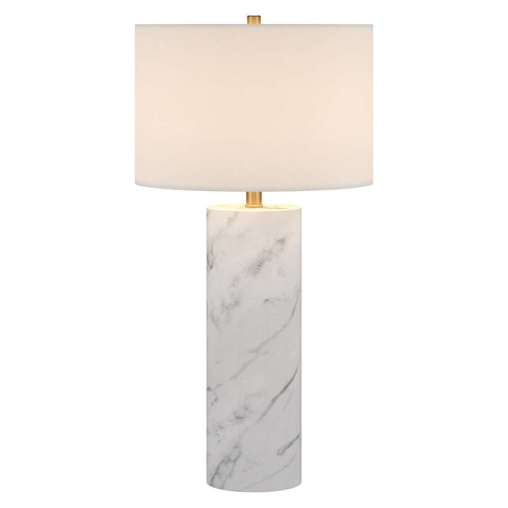 Hudson & Canal - Elise 30in Tall Table Lamp with Fabric Shade in Marble/Brass/White - TL2018 veiw 2