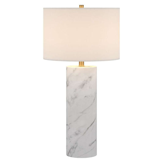 Hudson & Canal - Elise 30in Tall Table Lamp with Fabric Shade in Marble/Brass/White - TL2018 veiw 2