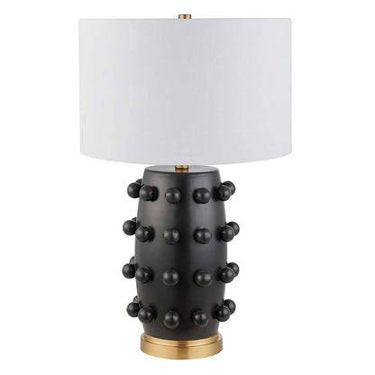Hudson & Canal - Farrington 26in Tall Ceramic Table Lamp with Fabric Shade in Matte Black/White - TL1998 veiw 1