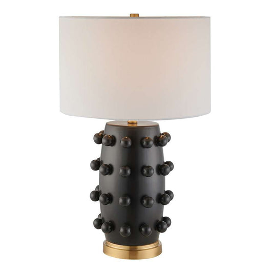 Hudson & Canal - Farrington 26in Tall Ceramic Table Lamp with Fabric Shade in Matte Black/White - TL1998 veiw 2
