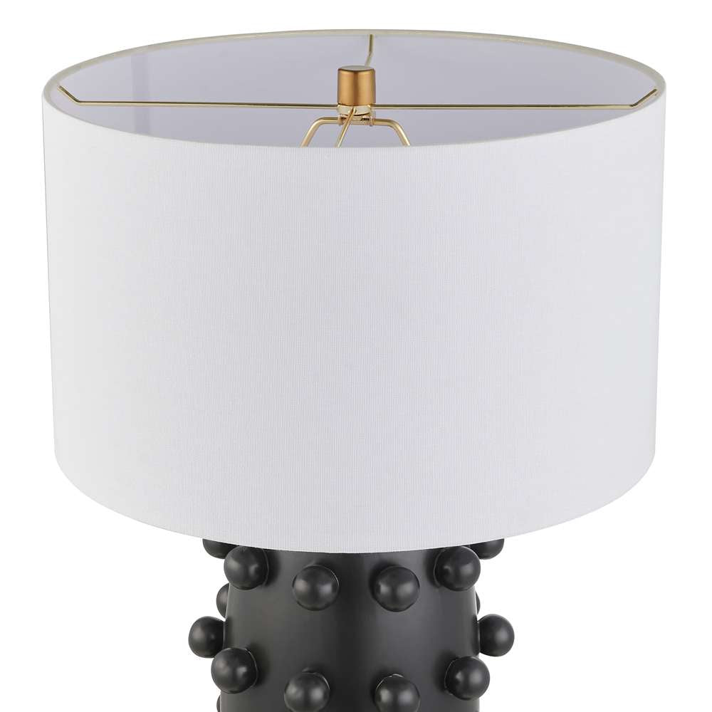 Hudson & Canal - Farrington 26in Tall Ceramic Table Lamp with Fabric Shade in Matte Black/White - TL1998 veiw 3