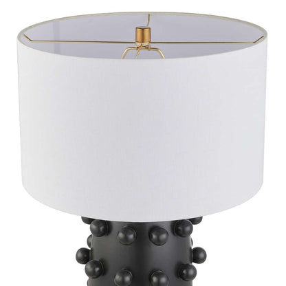 Hudson & Canal - Farrington 26in Tall Ceramic Table Lamp with Fabric Shade in Matte Black/White - TL1998 veiw 3