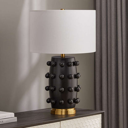 Hudson & Canal - Farrington 26in Tall Ceramic Table Lamp with Fabric Shade in Matte Black/White - TL1998 veiw 5
