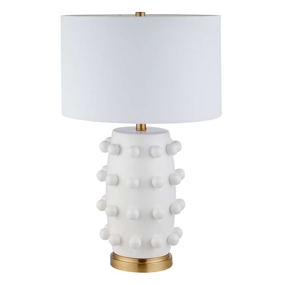 Hudson & Canal - Farrington 26in Tall Ceramic Table Lamp with Fabric Shade in Matte White/White - TL1999 veiw 1