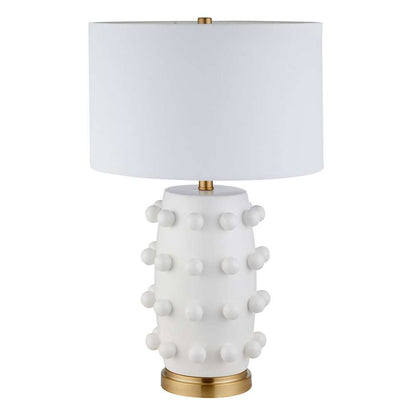 Hudson & Canal - Farrington 26in Tall Ceramic Table Lamp with Fabric Shade in Matte White/White - TL1999 veiw 1