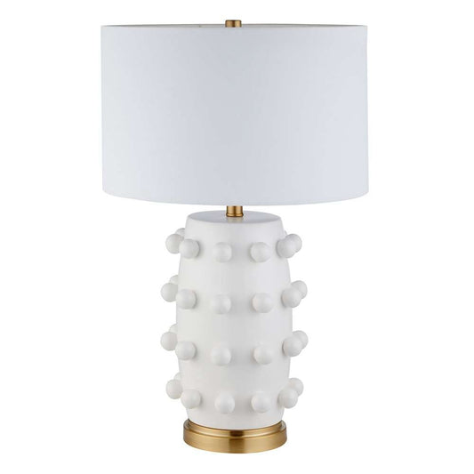Hudson & Canal - Farrington 26in Tall Ceramic Table Lamp with Fabric Shade in Matte White/White - TL1999 veiw 1