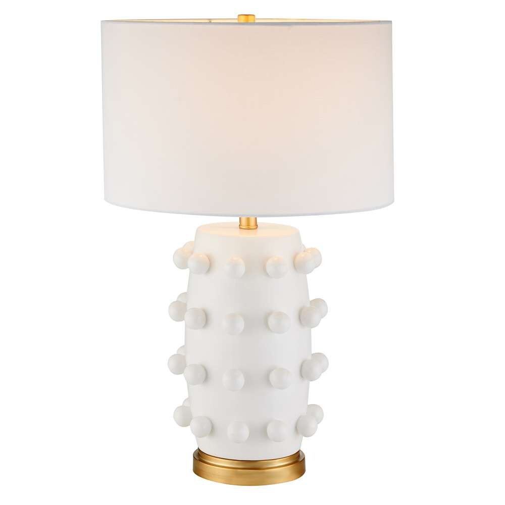 Hudson & Canal - Farrington 26in Tall Ceramic Table Lamp with Fabric Shade in Matte White/White - TL1999 veiw 2
