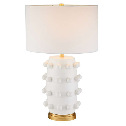 Hudson & Canal - Farrington 26in Tall Ceramic Table Lamp with Fabric Shade in Matte White/White - TL1999 veiw 2