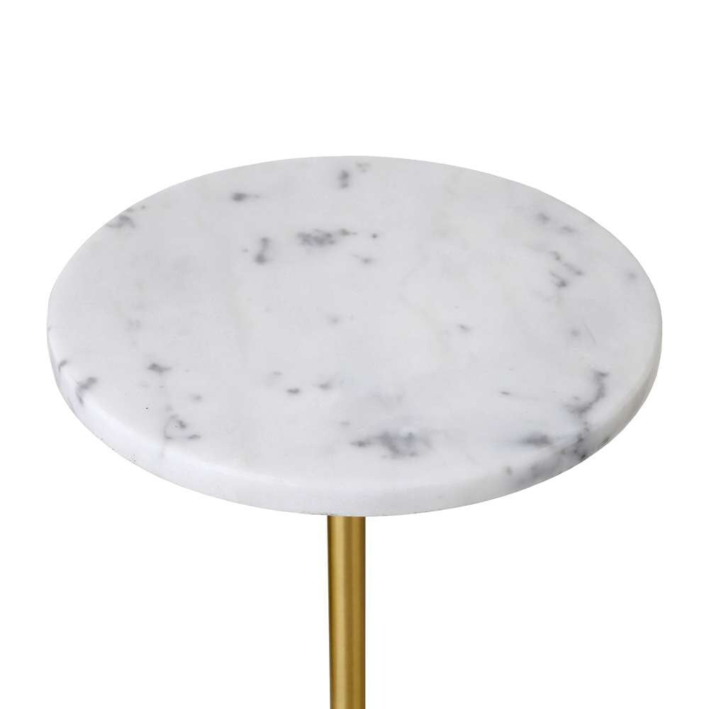 Hudson & Canal - Jacinta Floor Lamp with Marble Tray Table and Fabric Shade in Brass/White - FL2129 veiw 6